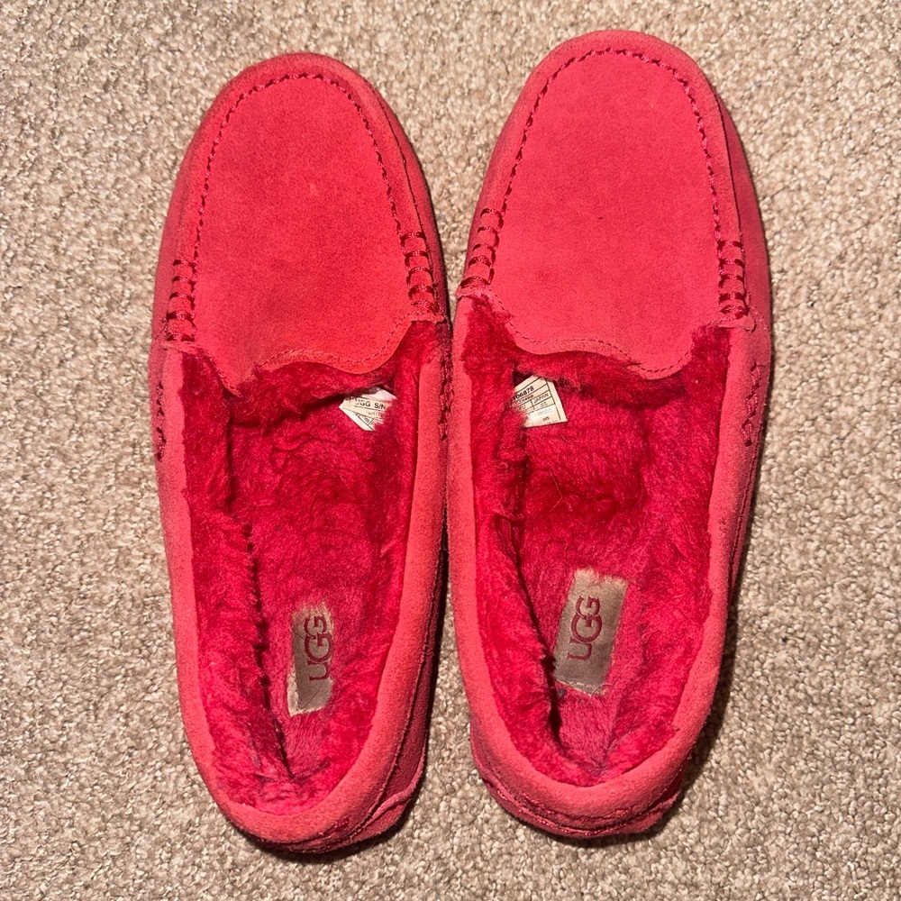 UGG bright red moccasin slippers